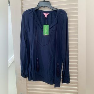 Lilly Pulitzer Saria Top in True Navy NWT